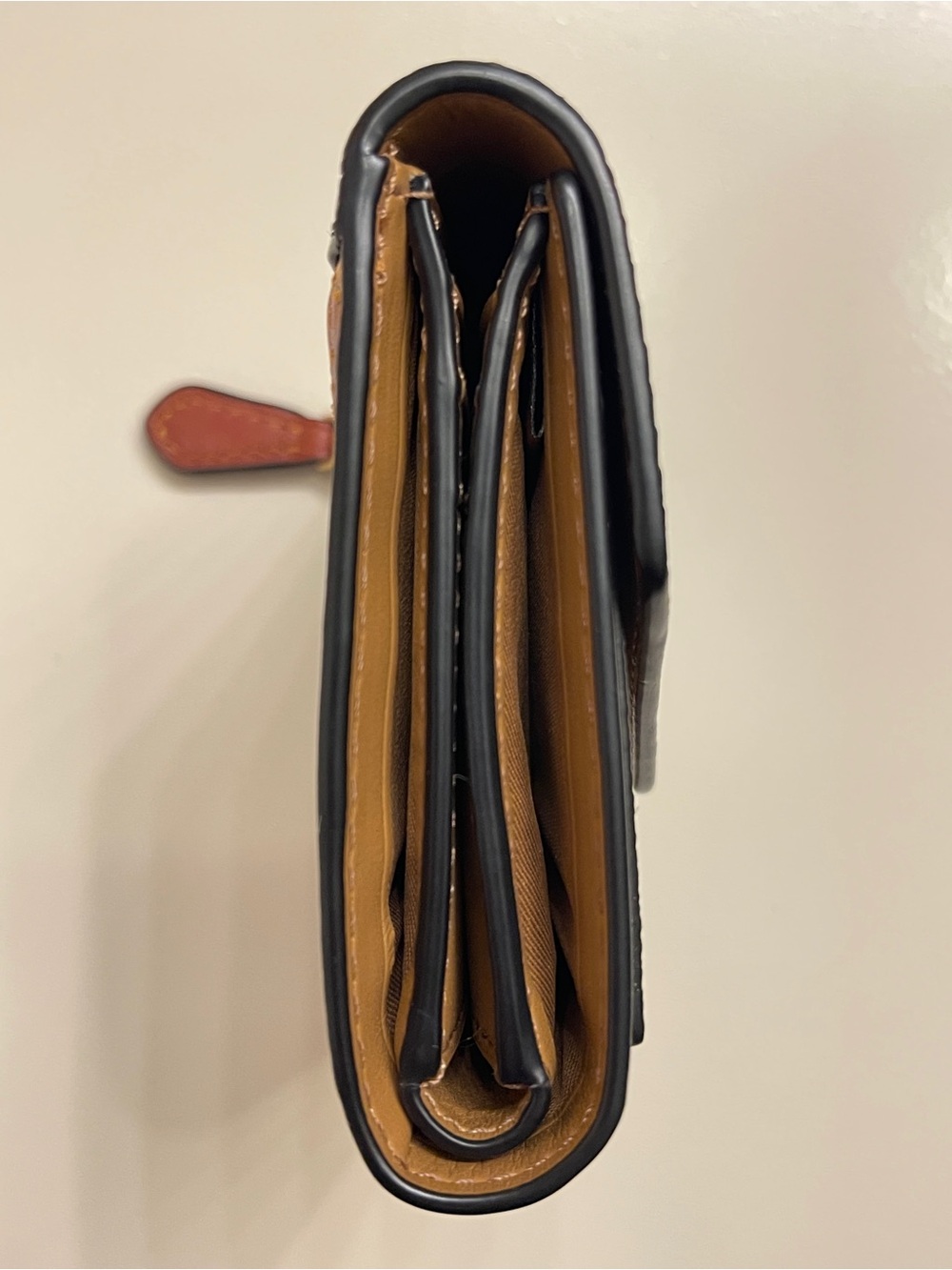 Coach Small Trifold Wallet in Black, Tan and Brown - Picture 11 of 13